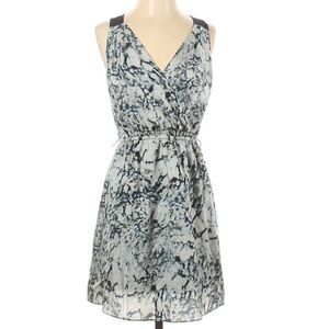 Greylin 100% Silk Dress V Neck Abstract Print Cinched Waist Strap XS